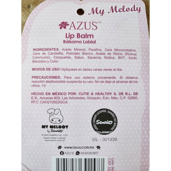 Azus My Melody Lip Balm - Strawberry  Hello Kitty by Sanrio Mexico NEW - Picture 5 of 7